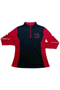Design Contrast Half Chest Zipper Long Sleeve Corporate Collar Contrast Zipper Women's Racing Training Wear Sweatshirt Design Functional Sweatshirt Supplier W221 detail view-2
